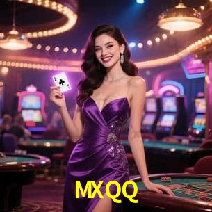 Una escena digital vívida inspirada en casino con MXQQ mostrado prominentemente, luces brillantes, fichas, cartas y acentos dorados.